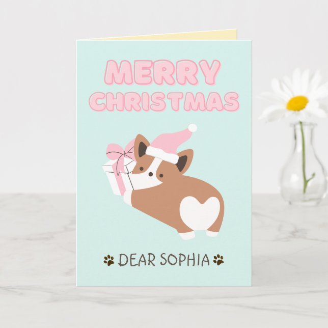 Tarjeta Perro encantador en un Gorra y regalo Navidades fe (Planta pequeña)