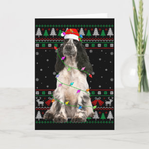 Tarjeta Perro English Springer Spaniel Navidad Suéter Feo