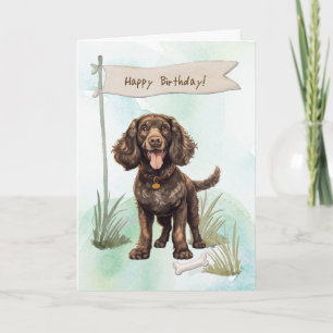 Tarjeta Perro español acuático americano bajo Rótulo de cu