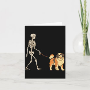 Tarjeta Perro esqueleto divertido de San Bernardo caminand
