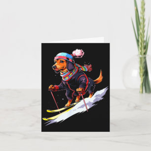 Tarjeta Perro esquí dachshund esquiador esquí invierno nie