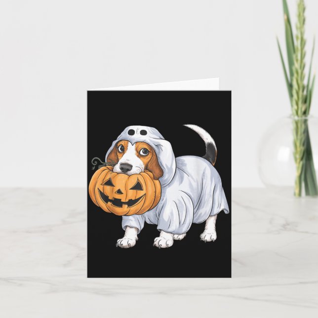Tarjeta Perro fantasma Beagle Halloween (Anverso)