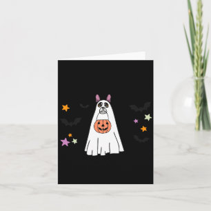Tarjeta Perro fantasma Boo Terrier de Boston negro Feliz H