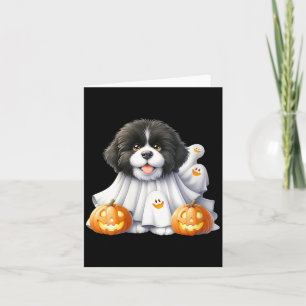 Tarjeta Perro Fantasma de Halloween para Mujeres de Negro