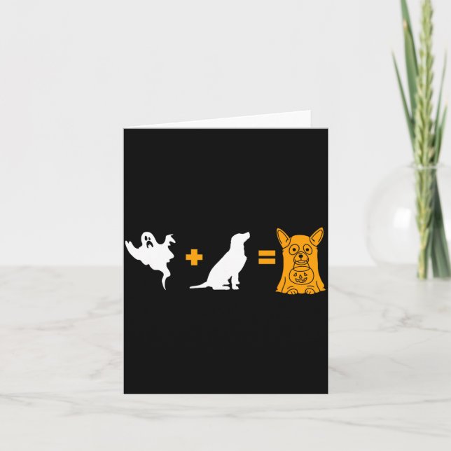 Tarjeta Perro fantasma divertido de Halloween - Perro de H (Anverso)
