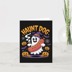 Tarjeta Perro Fantasma Hotdog Halloween Divertido Espeluzn