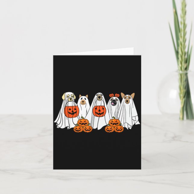 Tarjeta Perro Fantasma Perrito Disfrazado De Fantasma Dive (Anverso)