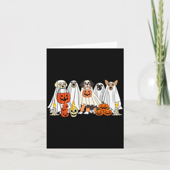 Tarjeta Perro Fantasma Perrito Disfrazado De Fantasma Dive (Anverso)