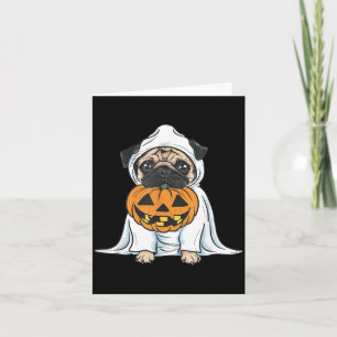 Tarjeta Perro fantasma Pug Halloween