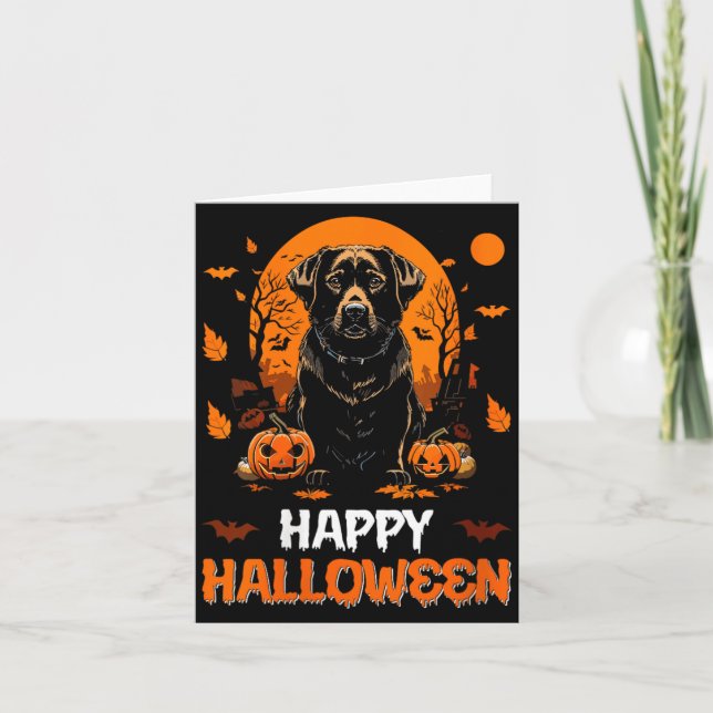 Tarjeta Perro Feliz Halloween de Mujer 2 (Anverso)
