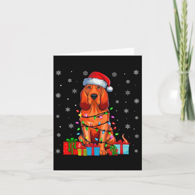 Tarjeta Perro Feo Navidad Encende Santa Hat Perro Sanguiju (Anverso)