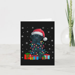 Tarjeta Perro Feo Navidad Enciende Santa Hat Perro negro d