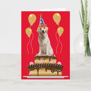Tarjeta Perro fiesta En Un Cumpleaños Pastel