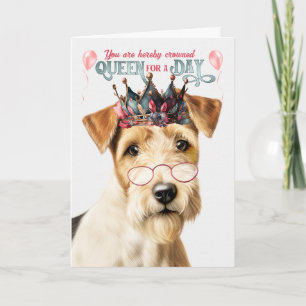 Tarjeta Perro Fox Terrier Áspero Día de la Reina Cumpleaño