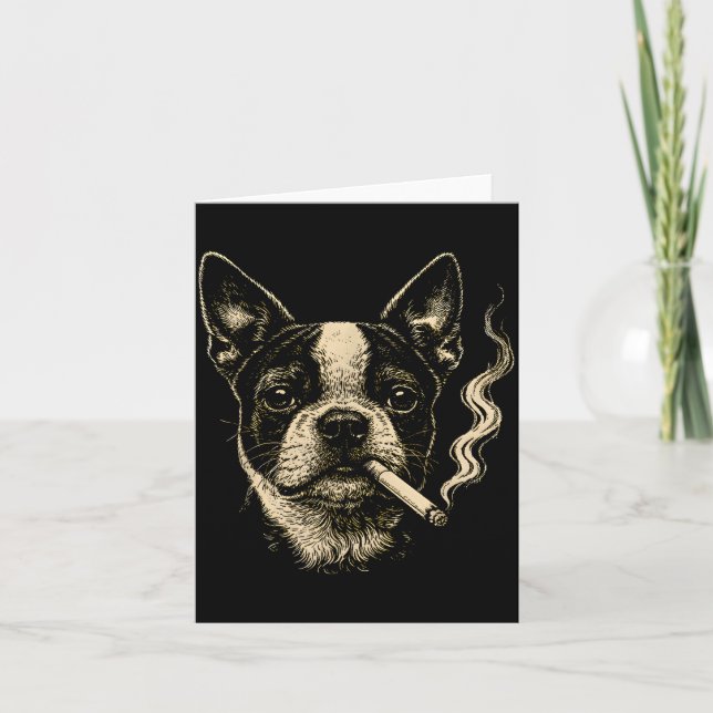 Tarjeta Perro fumando cigarrillo divertido meme de Boston  (Anverso)