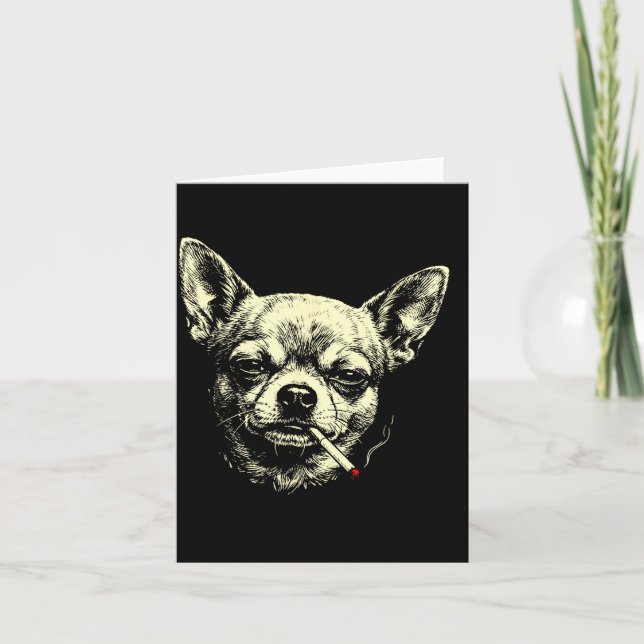 Tarjeta Perro fumando cigarrillo divertido meme de chihuah (Anverso)