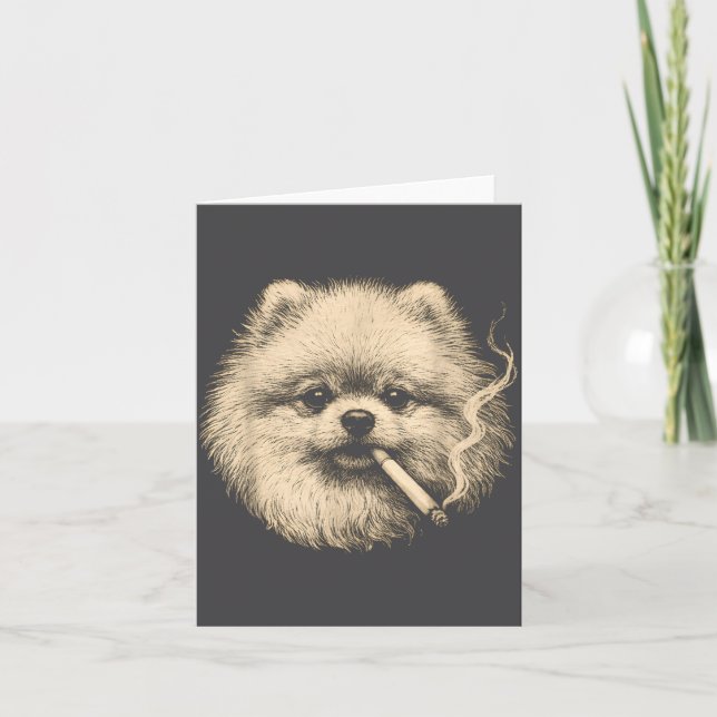 Tarjeta Perro fumando cigarrillo divertido meme Meranian (Anverso)