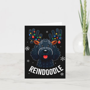 Tarjeta Perro Garabato Negro Reindoodle Reno Cordero Garab