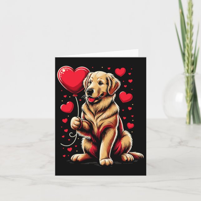 Tarjeta Perro Golden Retriever Día de San Valentín Dueño d (Anverso)