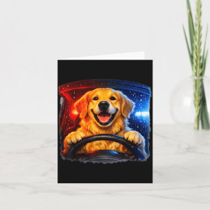 Tarjeta Perro golden retriever divertido conduciendo meme 
