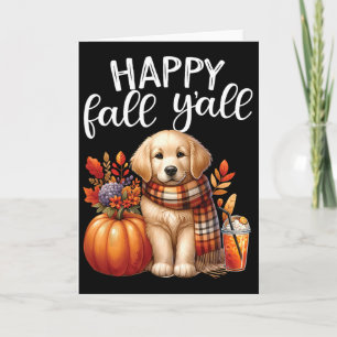 Tarjeta Perro Golden Retriever Pumpkin Spice Feliz Otoño P