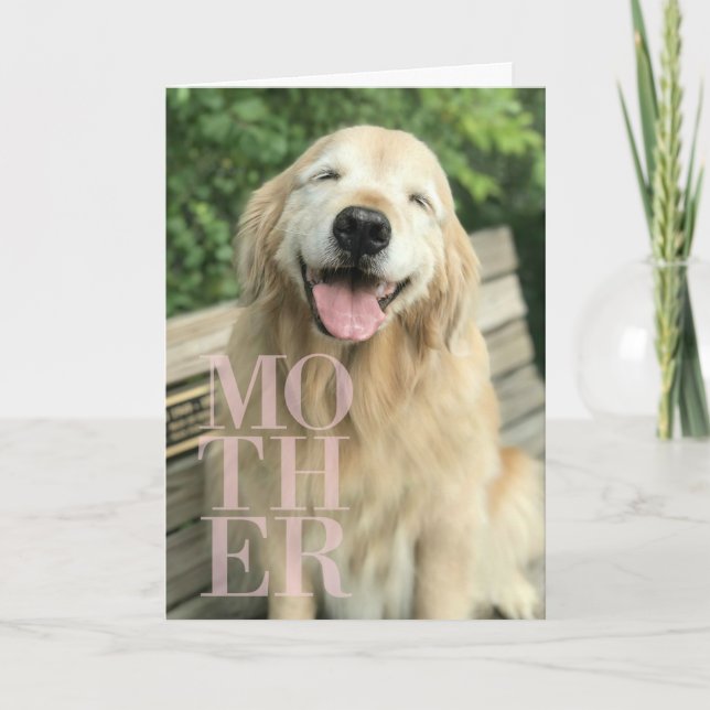 Tarjeta Perro Golden Retriever sonriente día de la madre (Anverso)