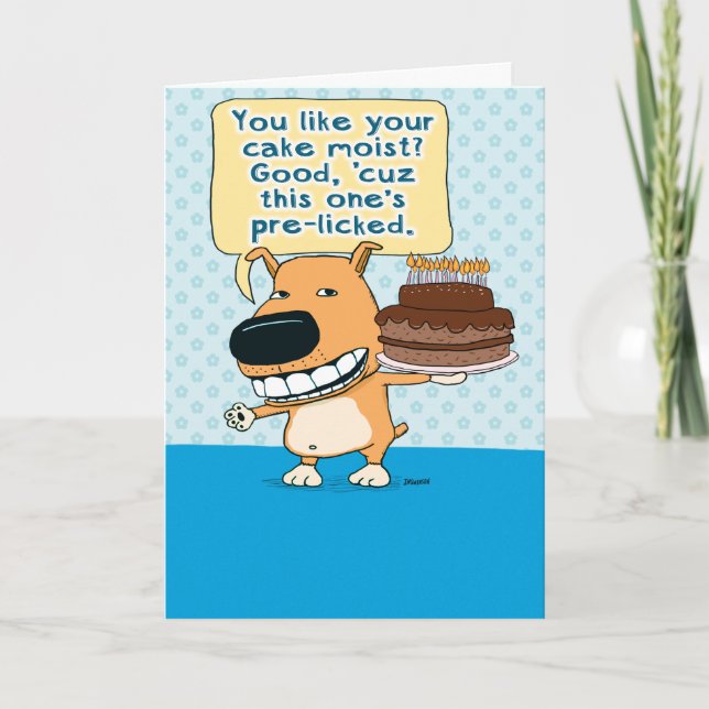 Tarjeta Perro gracioso acaparó el cumpleaños de la torta (Anverso)