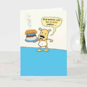 Tarjeta Perro gracioso con pastel de cumpleaños