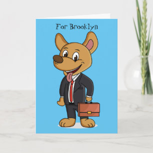 Tarjeta Perro gracioso usando traje de negocios personaliz