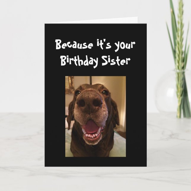 Tarjeta Perro grande Perro divertida cumpleaños hermana pe (Anverso)