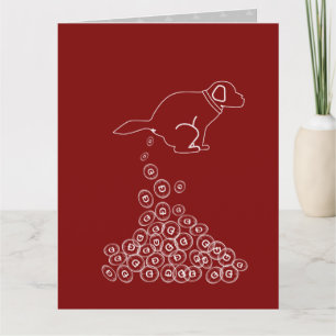 Tarjeta perro haciendo dogecoins envolver papel medio rega