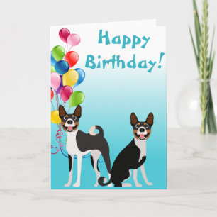 Tarjeta Perro Hound Basenji Cumpleaños Animal con Globos