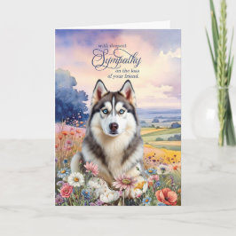 Tarjeta Perro Husky Campo de Flores Silvestres Simpatía po