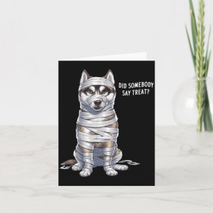Tarjeta Perro Husky Momia de Halloween