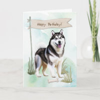 Perro Husky Siberiano al aire libre bajo Rótulo de
