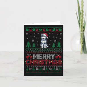 Tarjeta Perro Husky Siberiano Ama el Árbol de Navidad de S