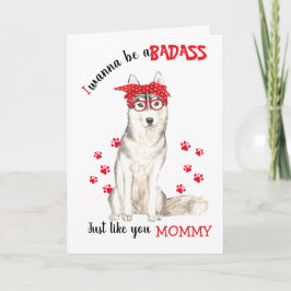 Tarjeta Perro Husky Siberiano feliz Día de la Madre