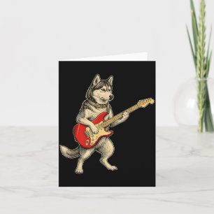 Tarjeta Perro Husky Siberiano tocando guitarra eléctrica R