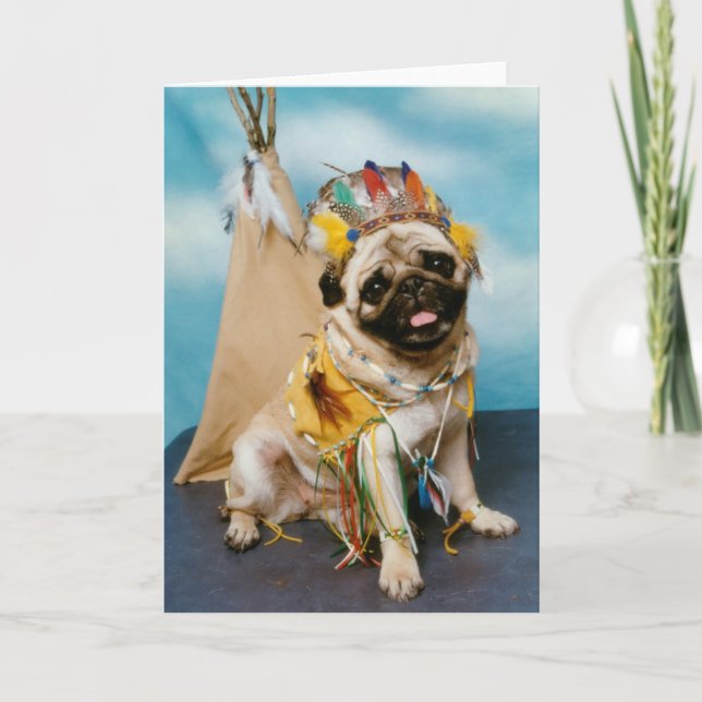 Tarjeta Perro indio nativo americano de pug (Anverso)