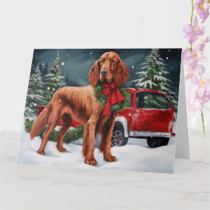 Tarjeta Perro irlandés de la Red Setter en Navidades de Ni