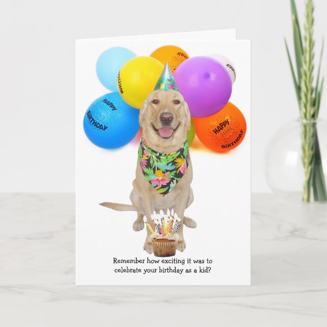 Tarjeta Perro joven divertido/un más viejo cumpleaños del (Anverso)