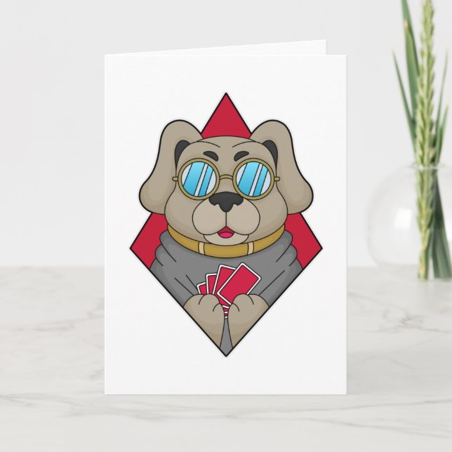 Tarjeta Perro jugando póquer con cartas de póquer (Anverso)