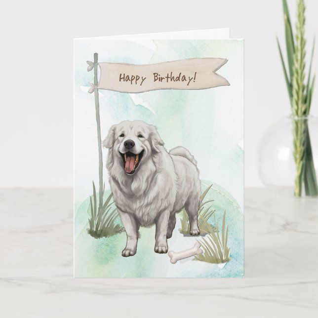 Tarjeta Perro Kuvasz al aire libre bajo Rótulo de cumpleañ (Anverso)