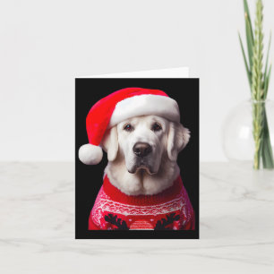 Tarjeta Perro Kuvasz con Navidades de Santa Hat Lov propie