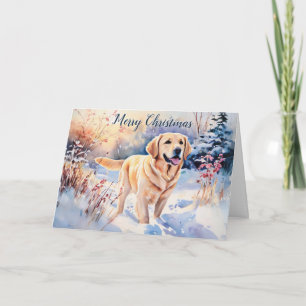 Tarjeta Perro Labrador al Acuarela en Navidad Feliz Navida