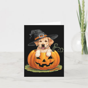 Tarjeta Perro Labrador Amarillo Calabaza de Halloween