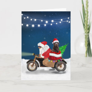 Tarjeta Perro Labrador de Chocolate Navidad Santa Claus