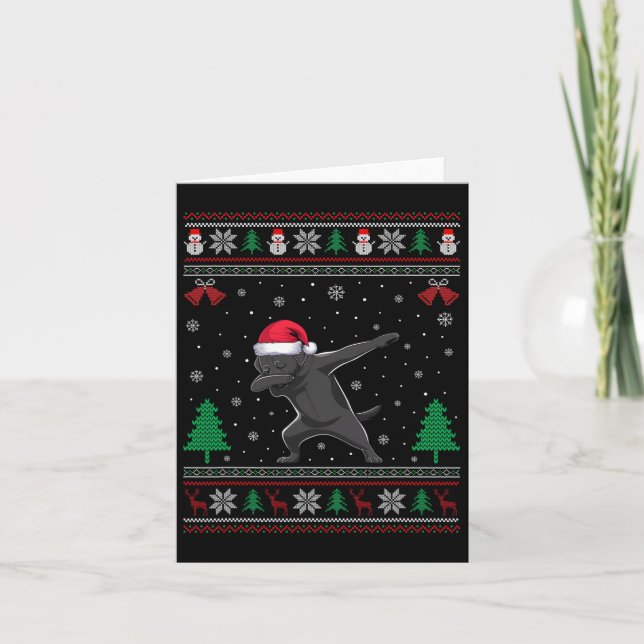 Tarjeta Perro Labrador Negro Dabbing Sombrero de Santa Niñ (Anverso)