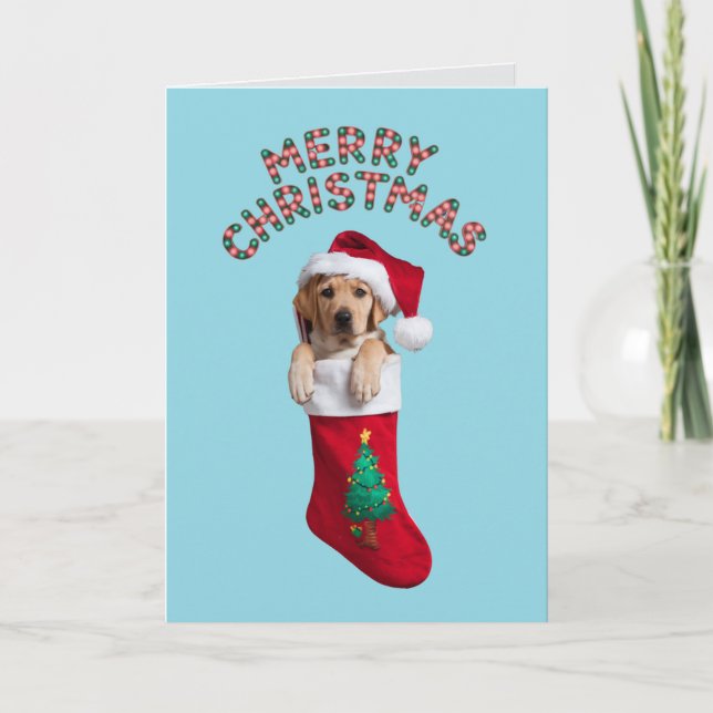 Tarjeta Perro Labrador Retriever lindo Navidad  (Anverso)