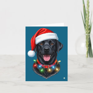Tarjeta Perro Labrador Retriever Negro Gorro de Santa Navi